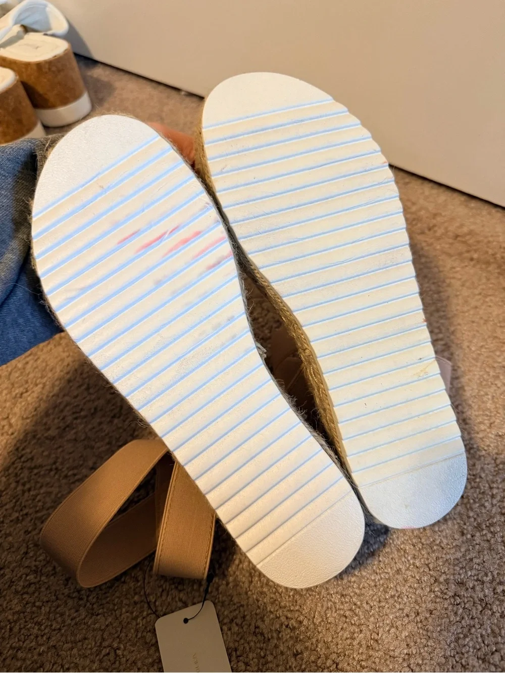 NWT Vepose Blush Nude Espadrille Platform Sandals 9.5